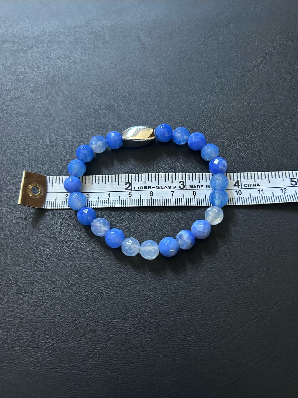 Simon Sebbag Faceted Blue Agate with silver bead stretch Bracelet - Picture 3 of 3